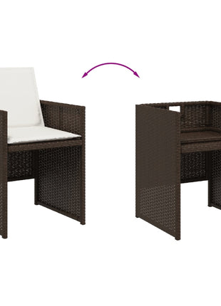 Tuinstoelen 4 st met kussens poly rattan bruin