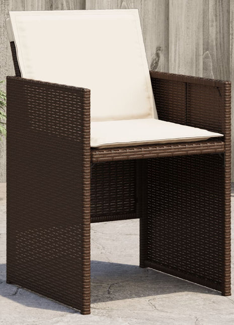 Tuinstoelen 4 st met kussens poly rattan bruin