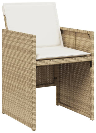 Tuinstoelen 4 st met kussens poly rattan beige