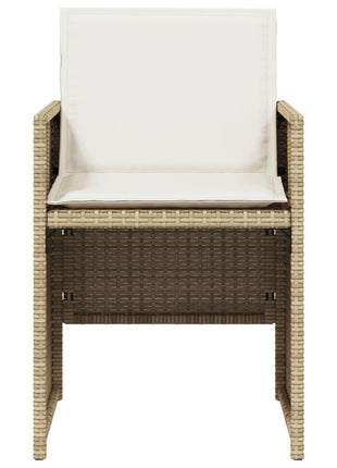 Tuinstoelen 4 st met kussens poly rattan beige