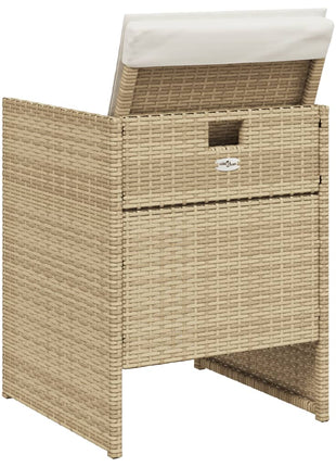 Tuinstoelen 4 st met kussens poly rattan beige