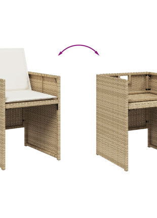 Tuinstoelen 4 st met kussens poly rattan beige