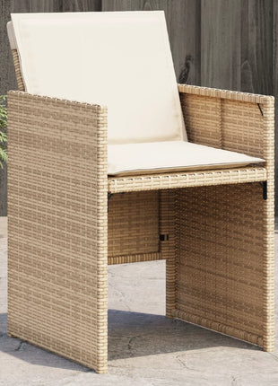 Tuinstoelen 4 st met kussens poly rattan beige