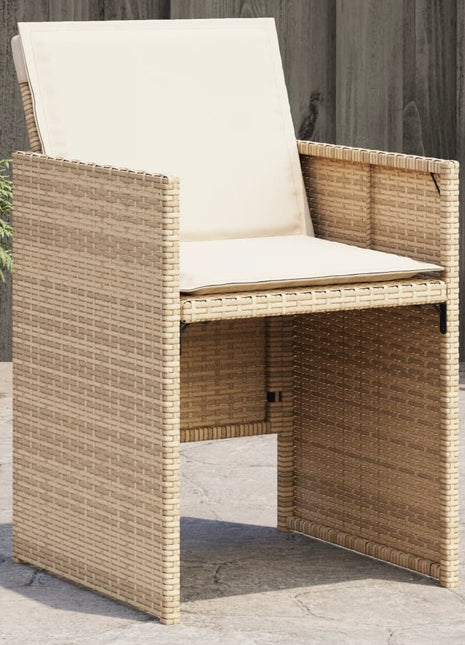 Tuinstoelen 4 st met kussens poly rattan beige
