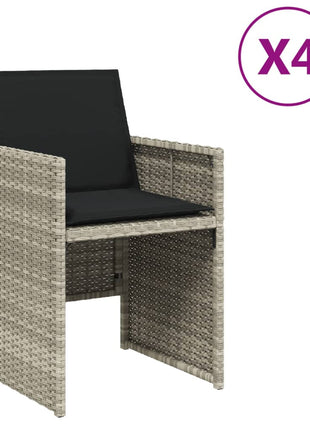Tuinstoelen 4 st met kussens poly rattan lichtgrijs