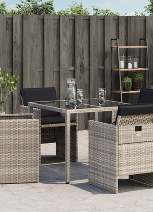 Tuinstoelen 4 st met kussens poly rattan lichtgrijs