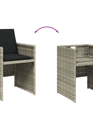 Tuinstoelen 4 st met kussens poly rattan lichtgrijs