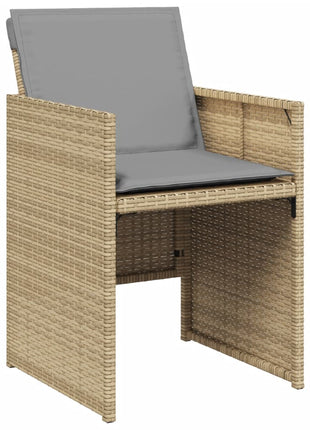 Tuinstoelen 4 st met kussens poly rattan gemengd beige
