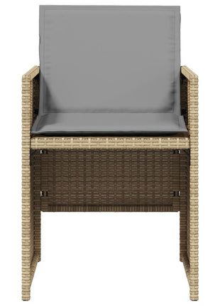 Tuinstoelen 4 st met kussens poly rattan gemengd beige