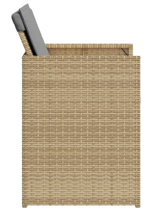 Tuinstoelen 4 st met kussens poly rattan gemengd beige