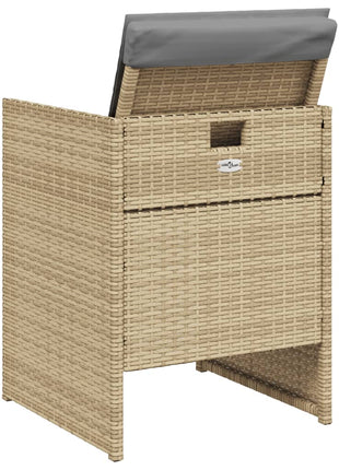 Tuinstoelen 4 st met kussens poly rattan gemengd beige