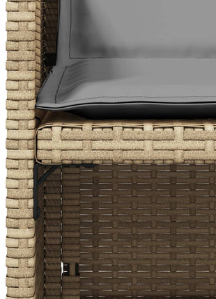 Tuinstoelen 4 st met kussens poly rattan gemengd beige