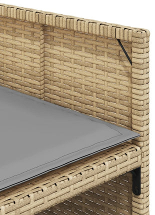 Tuinstoelen 4 st met kussens poly rattan gemengd beige