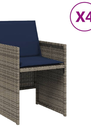 Tuinstoelen 4 st met kussens poly rattan grijs