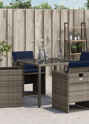 Tuinstoelen 4 st met kussens poly rattan grijs