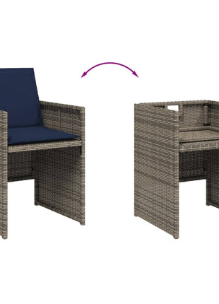 Tuinstoelen 4 st met kussens poly rattan grijs