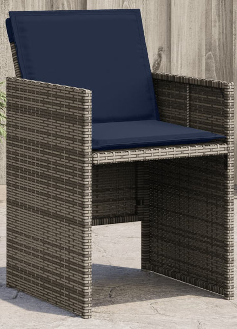 Tuinstoelen 4 st met kussens poly rattan grijs