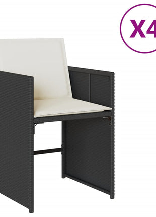 Tuinstoelen 4 st met kussens poly rattan zwart