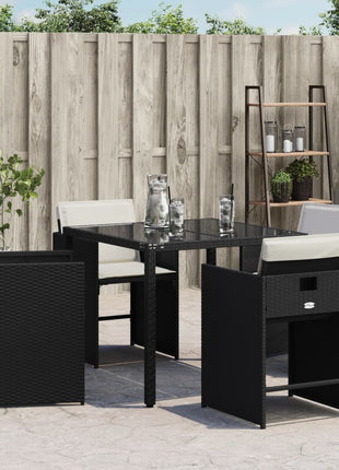 Tuinstoelen 4 st met kussens poly rattan zwart