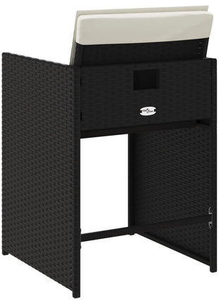 Tuinstoelen 4 st met kussens poly rattan zwart