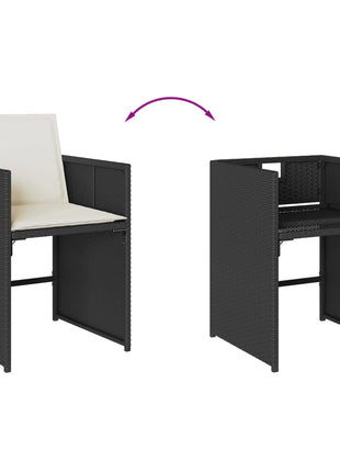 Tuinstoelen 4 st met kussens poly rattan zwart