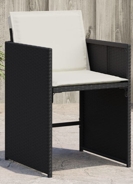 Tuinstoelen 4 st met kussens poly rattan zwart