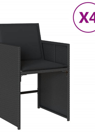 Tuinstoelen 4 st met kussens poly rattan zwart