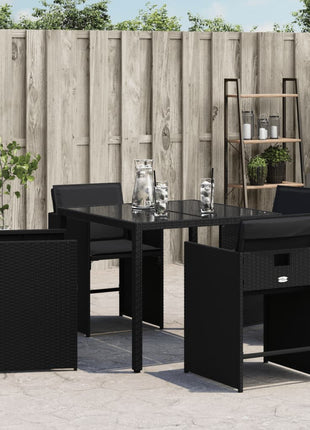 Tuinstoelen 4 st met kussens poly rattan zwart