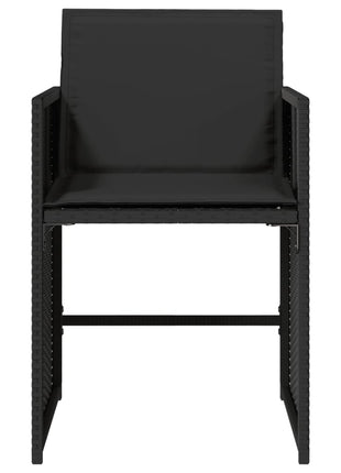 Tuinstoelen 4 st met kussens poly rattan zwart
