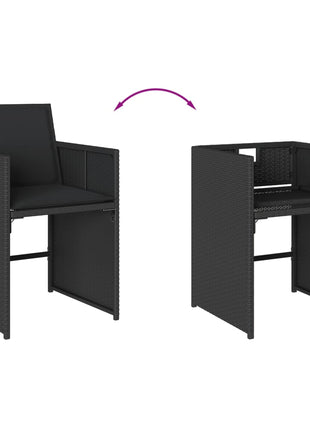 Tuinstoelen 4 st met kussens poly rattan zwart