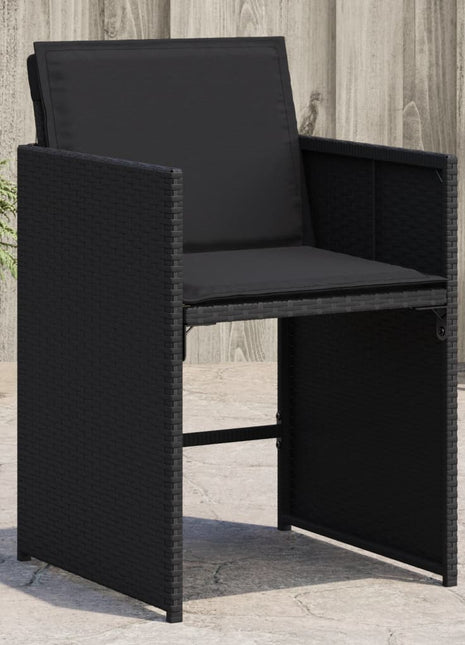 Tuinstoelen 4 st met kussens poly rattan zwart