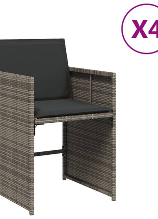 Tuinstoelen 4 st met kussens poly rattan grijs