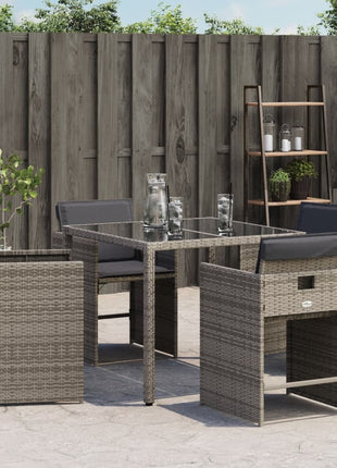 Tuinstoelen 4 st met kussens poly rattan grijs