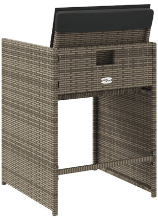 Tuinstoelen 4 st met kussens poly rattan grijs