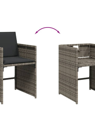 Tuinstoelen 4 st met kussens poly rattan grijs