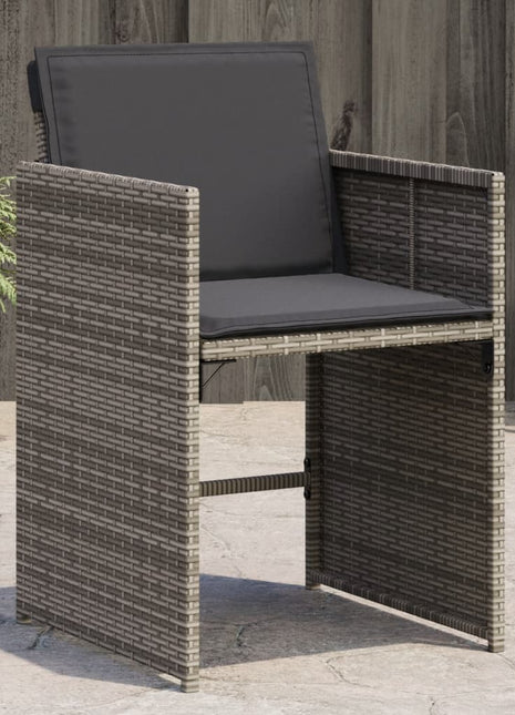 Tuinstoelen 4 st met kussens poly rattan grijs