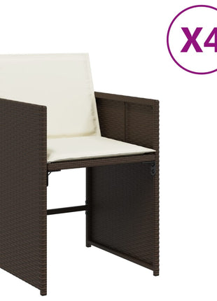 Tuinstoelen 4 st met kussens poly rattan bruin