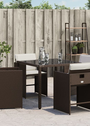 Tuinstoelen 4 st met kussens poly rattan bruin