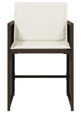 Tuinstoelen 4 st met kussens poly rattan bruin