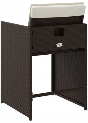 Tuinstoelen 4 st met kussens poly rattan bruin