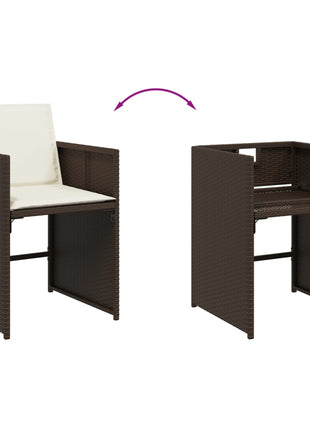 Tuinstoelen 4 st met kussens poly rattan bruin