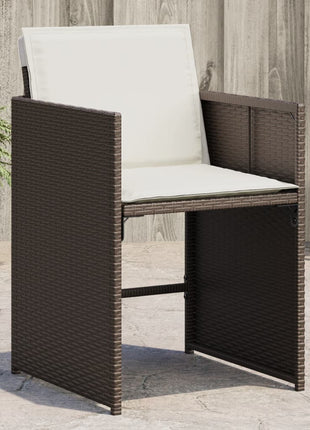 Tuinstoelen 4 st met kussens poly rattan bruin
