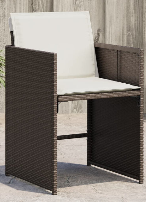 Tuinstoelen 4 st met kussens poly rattan bruin