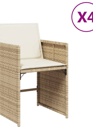 Tuinstoelen 4 st met kussens poly rattan beige
