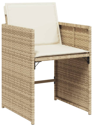 Tuinstoelen 4 st met kussens poly rattan beige