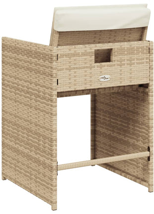 Tuinstoelen 4 st met kussens poly rattan beige