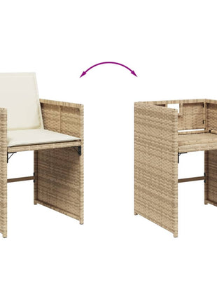 Tuinstoelen 4 st met kussens poly rattan beige