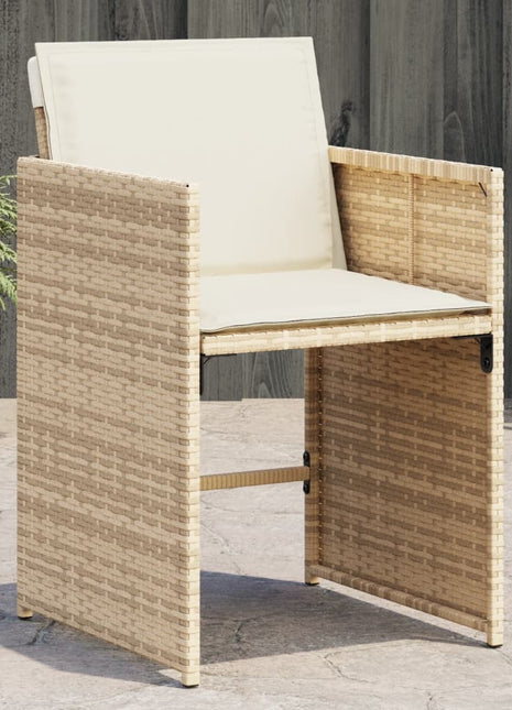 Tuinstoelen 4 st met kussens poly rattan beige