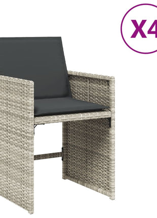 Tuinstoelen 4 st met kussens poly rattan lichtgrijs