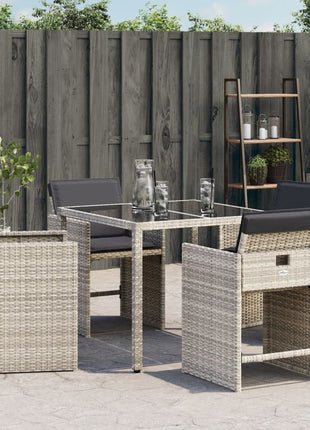 Tuinstoelen 4 st met kussens poly rattan lichtgrijs
